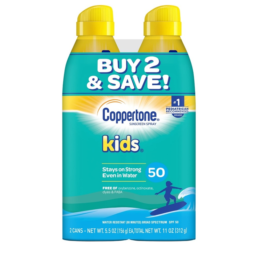 Coppertone Kids Sunscreen Spray SPF 50 Twin Pack
